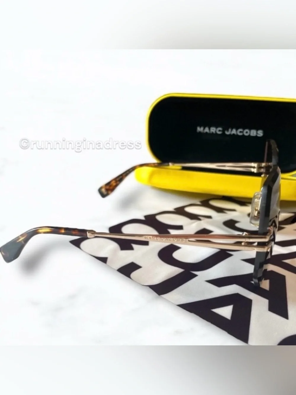 Marc Jacobs Rimless Geometric Sunglasses MJ 1090/S Gold Havana NWOT